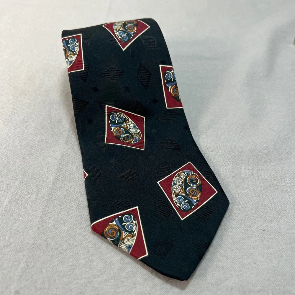 Robert‎ Talbott Studio for Mark Shale  Extra Long Silk Tie Black Paisley 3.75x65